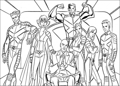coloriage x men l equipe